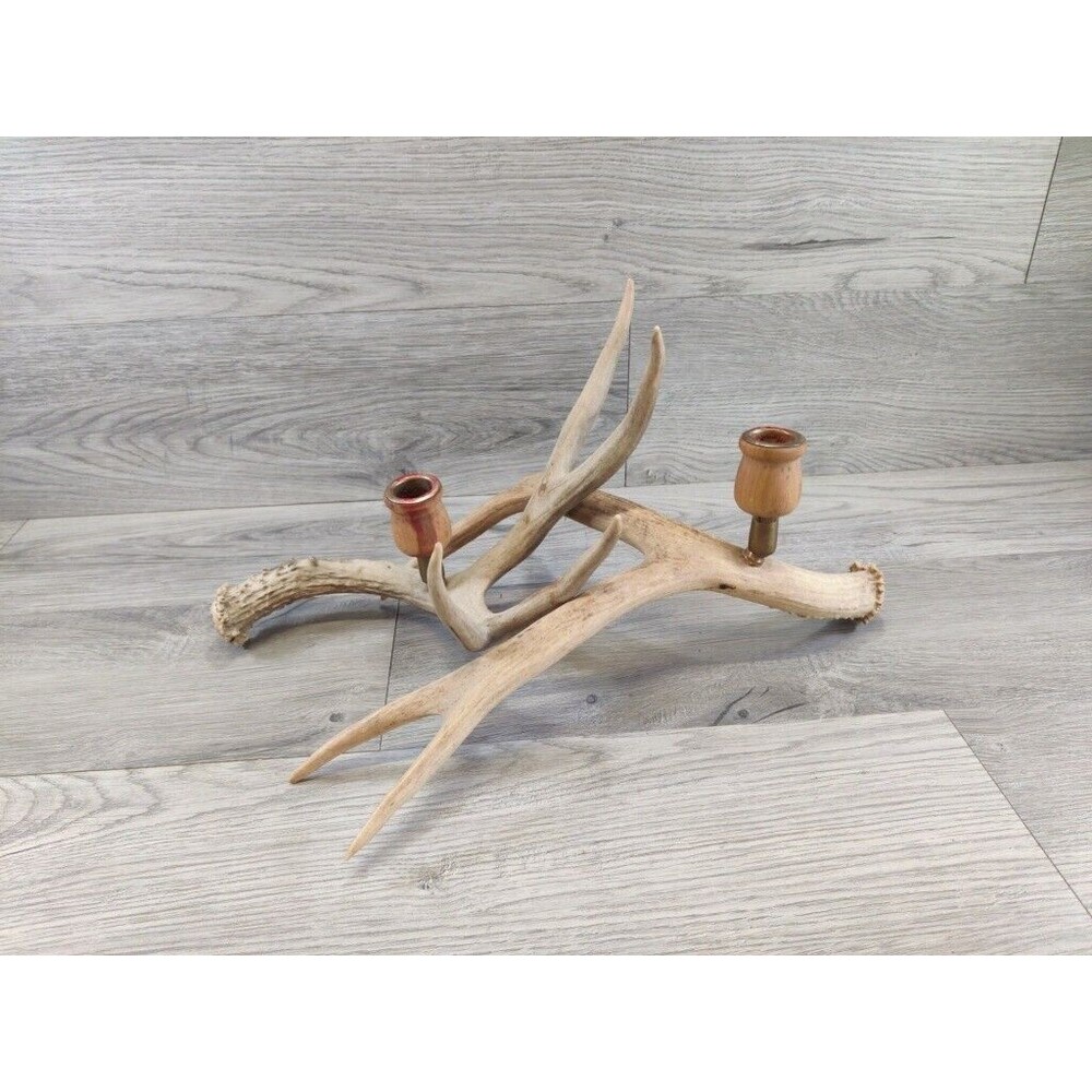 Set of 2 Faux Rustic Deer Antler Candelabra Taper Candle Holders - A PAIR 16"